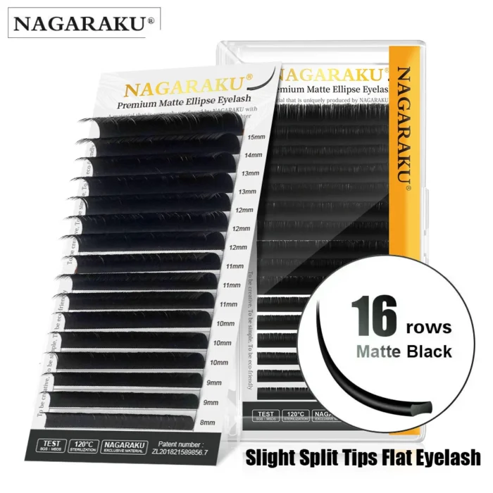 NAGARAKU B/C/D/DD Flat Ellipse Eyelashes Maquiagem Split Tips Ellipse Shaped Natural Light Magnetic Ellipse Lashes Flat Ellipse