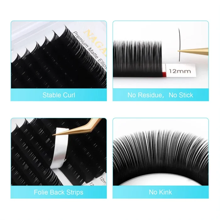 NAGARAKU B/C/D/DD Flat Ellipse Eyelashes Maquiagem Split Tips Ellipse Shaped Natural Light Magnetic Ellipse Lashes Flat Ellipse - Image 2