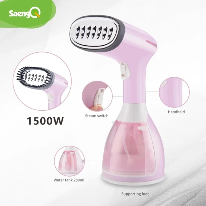 saengQ Handheld Garment Steamer 1500W Electric Household Fabric Steam Iron 280ml Portable Vertical Fast-Heat - Image 2