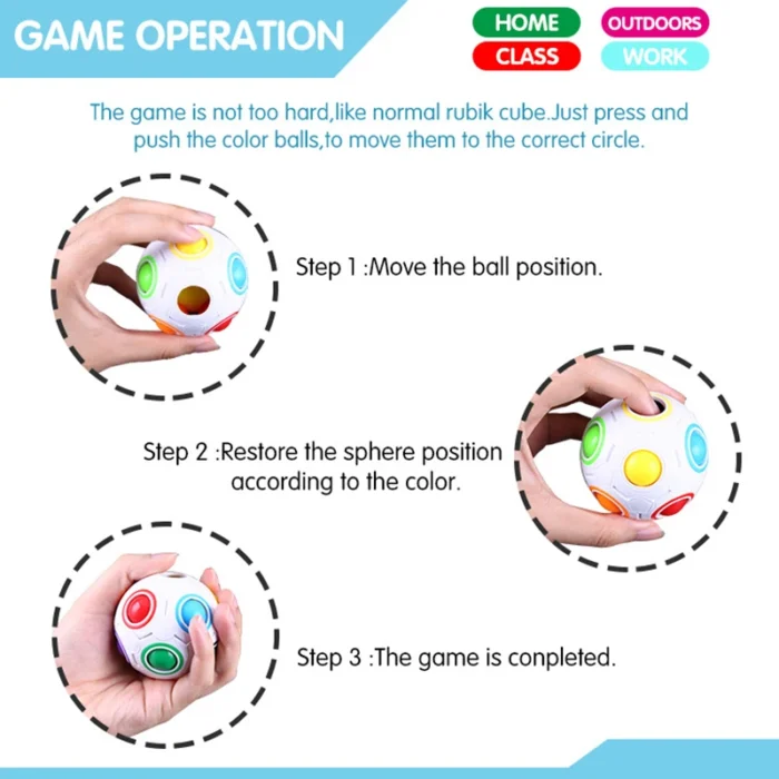 Rainbow Ball Puzzle Magic Cube Football Fidget Toy Luminous 3D Brain Teasers Anti Stress - Image 5