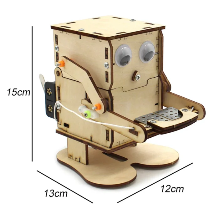 DIY Robot Eating Coin Wood Model Teaching Learning Stem Project Kit for Kid Science Experiment - Image 3