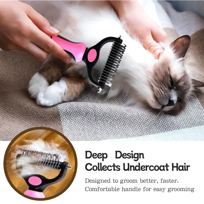 Pet Deshedding Brush Cat Comb Self Cleaning Hair Remover Grooming Tool for Dog and Cats - Image 2