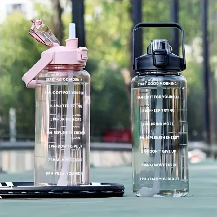 1pc Large Capacity Portable Water Bottle with Time Marker - Image 2