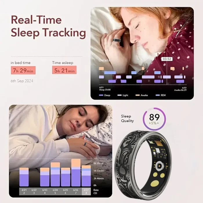 little meatball2025New Smart Ring Men's and Women's Heart Rate Oximetry Monitor IP68, Multi-Sport Mode for Android and i0s - Image 4