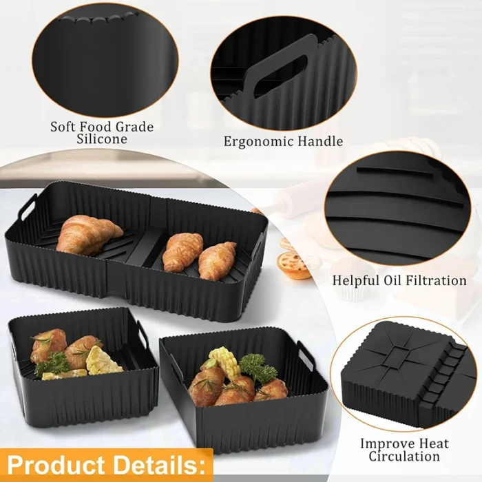 Silicone Air Fryer Basket Liners for Ninja Foodi AF500EU Non-stick 10.4L/5.2 L Oven Baking Mold Air Fryer Containers Accessories - Image 3