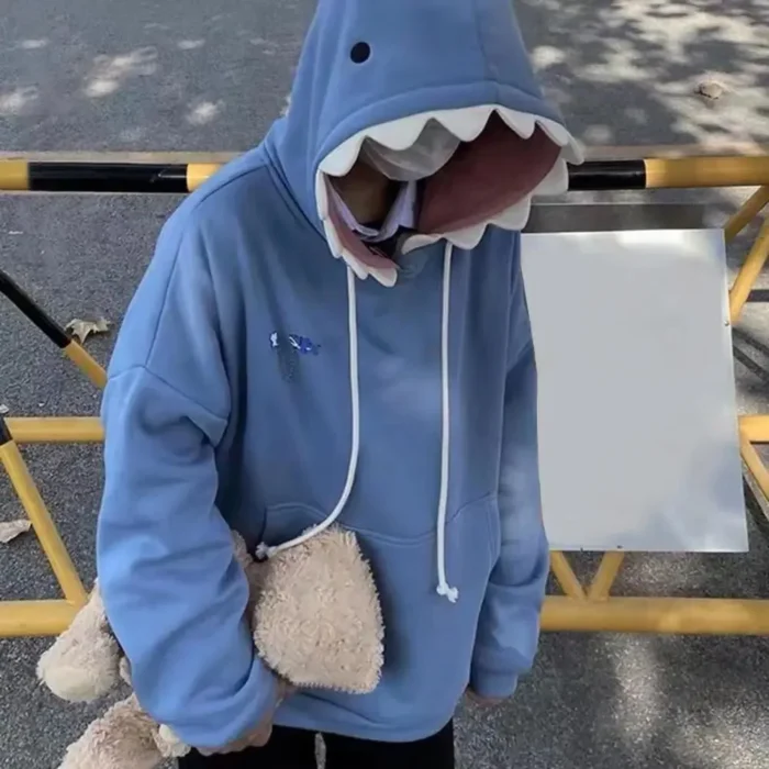 Autumn Winter New Funny Shark Patchwork Hoodies Men and Women Kawaii Sweatshirt Fashion