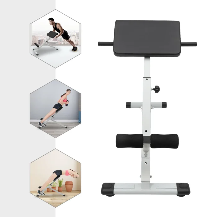 White Versatile Roman Stool Fitness Bench Adjustable Durable Steel & Foam - Image 4