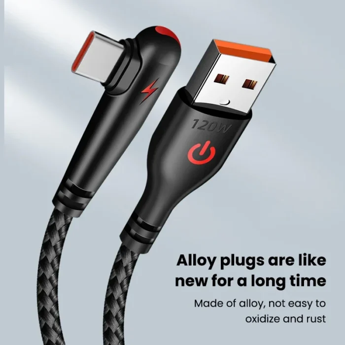 120W 90 Degree Type C Cable Fast Charging Cord Quick Charging 3.0 Data Wire Charger Cable - Image 3