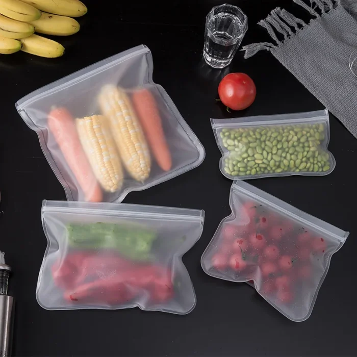 Silicone Food Storage Bag Containers Fresh Bag Reusable Stand Up Zip Shut Bag - Image 6