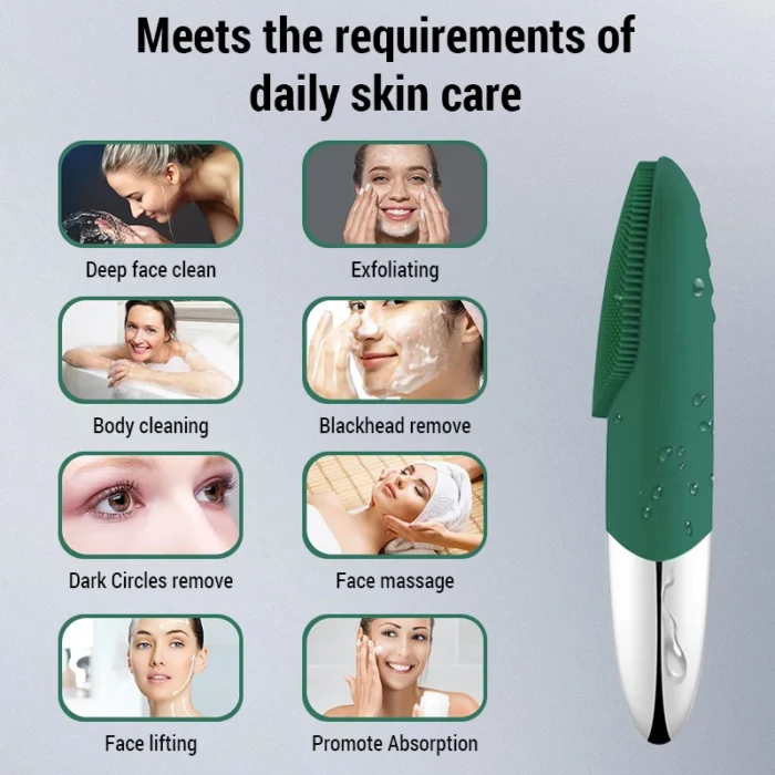 Electric Facial Cleansing Brush silicone IPX7 Waterproof Facial Cleansing Brush Face Exfoliato Vibration Massager Deep Cleansing - Image 4