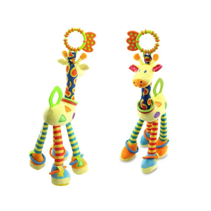 Soft Giraffe Animal Handbills Rattles Plush Infant Toddler Car Bed Hanging Toy - Image 2