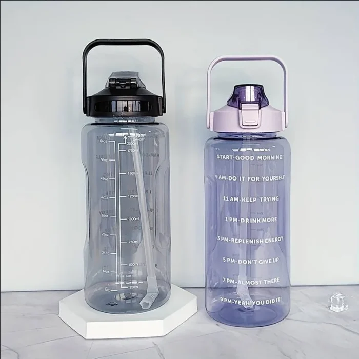 1pc Large Capacity Portable Water Bottle with Time Marker - Image 4