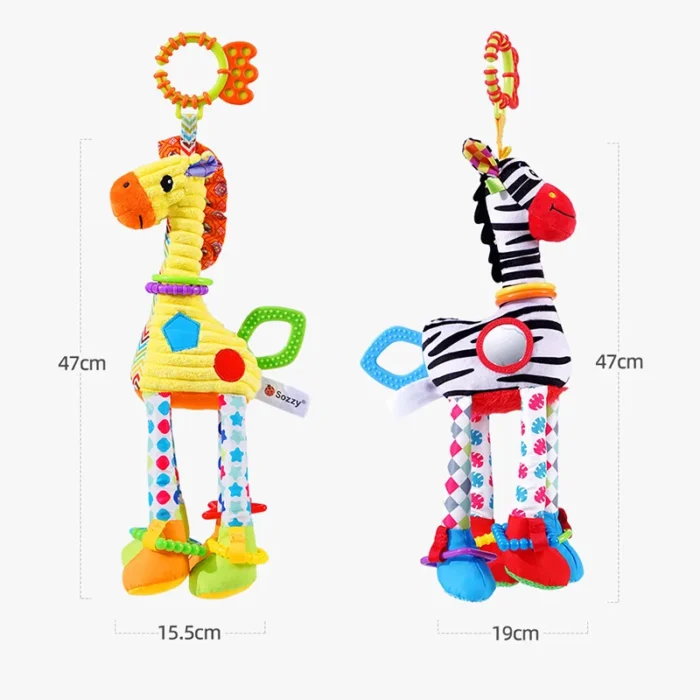 Soft Giraffe Zebra Animal Handbells Rattles Plush Infant Baby Development Handle Toys - Image 6