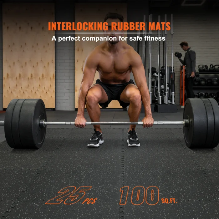 SucceBuy 25/12/6 PCS 1/2 in Thick Gym Floor Mats EVA Foam & Rubber Top Interlocking Workout Floor Mats - Image 2