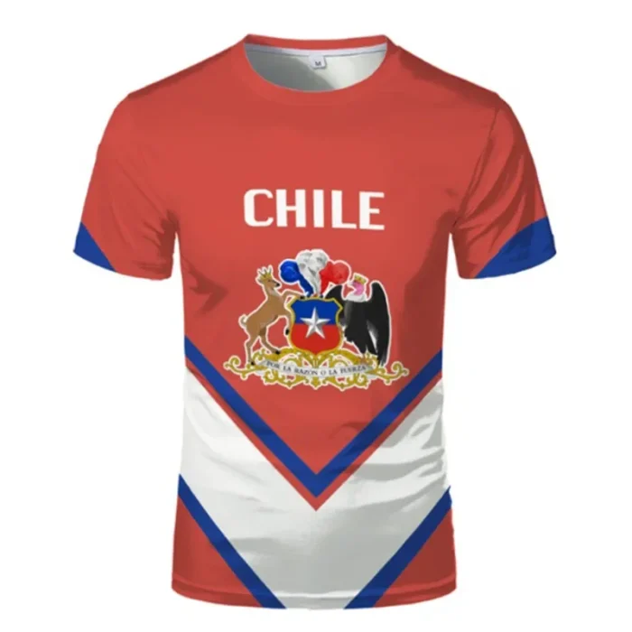 Summer New 3D National Flag Of Chile Print T Shirt Chile Emblem Graphic T-shirts For Men Kid Fashion Cool Vintage Short Sleeve