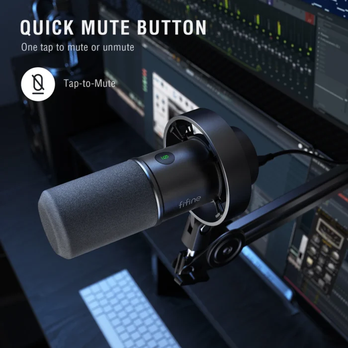 FIFINE Dynamic USB/XLR Microphone with Gain Knob/Touch-mute/Headphone Jack,Recording Mic - Image 4