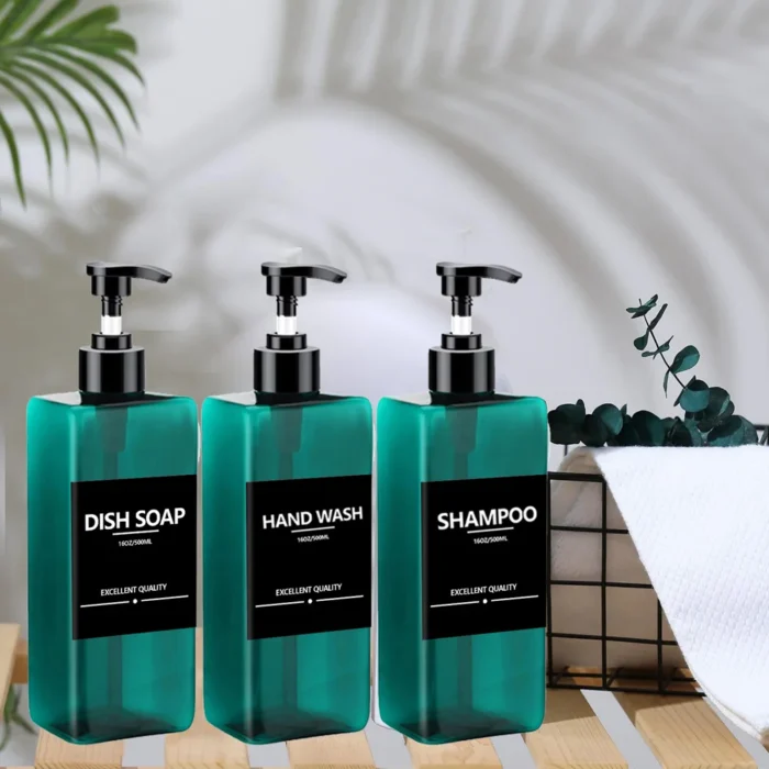 3PCS 500ml Square Soap Dispenser Waterproof Labels Refillable Empty Bottle Hand Soap - Image 4