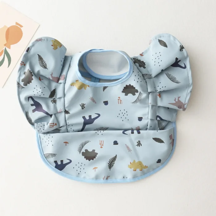 INS Nordic Style Baby Bibs Waterproof Short Sleeve with Pocket Feeding Waterproof Bib - Image 4