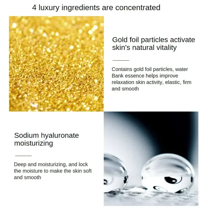 24K Gold Hyaluronic Acid Nicotinamide Face Essence Replenishment Moisturize Shrink Pore Brighten Skin Care Firming Facial serum - Image 5