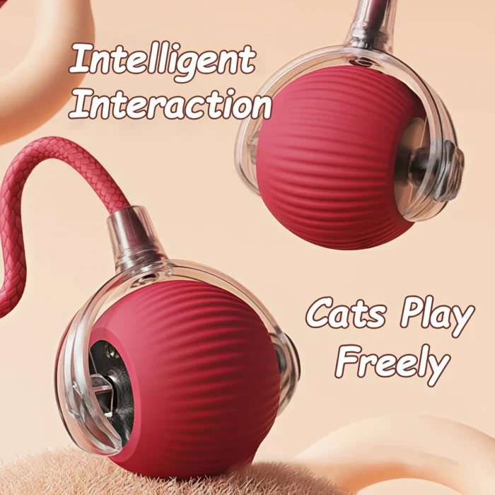 New Cat Interactive Ball Toy Automatic Rolling Ball Faux Tail Rechargeable Smart Pet - Image 2