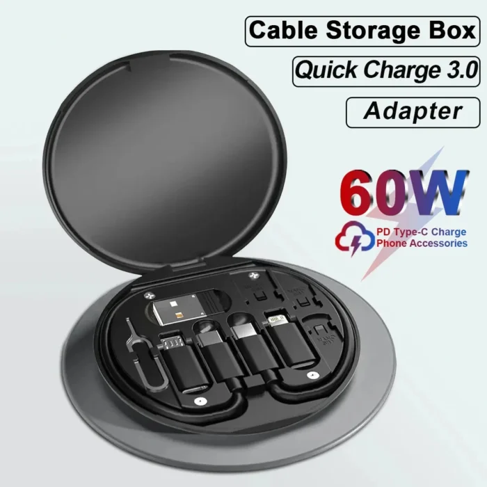 PD 60W Multifunctional USB Type C Data Cable Set Fast Charging