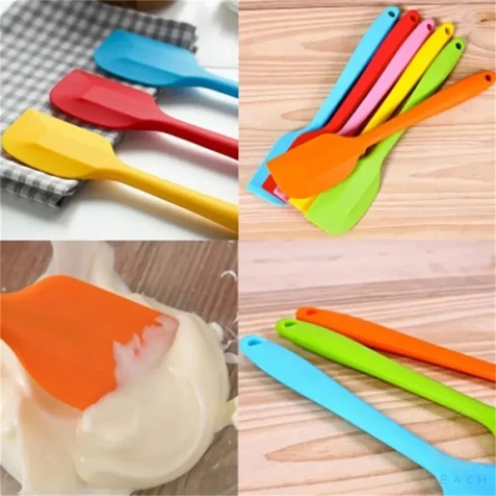 1PC Small Heat Resistant Integrate Handle Silicone Spooncolor Silicone Scraper Cake Cream Spatula Knife Kitchen Baking Tool - Image 4