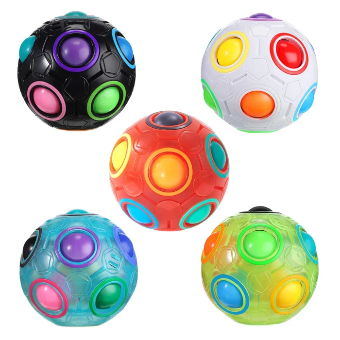 Rainbow Ball Puzzle Magic Cube Football Fidget Toy Luminous 3D Brain Teasers Anti Stress