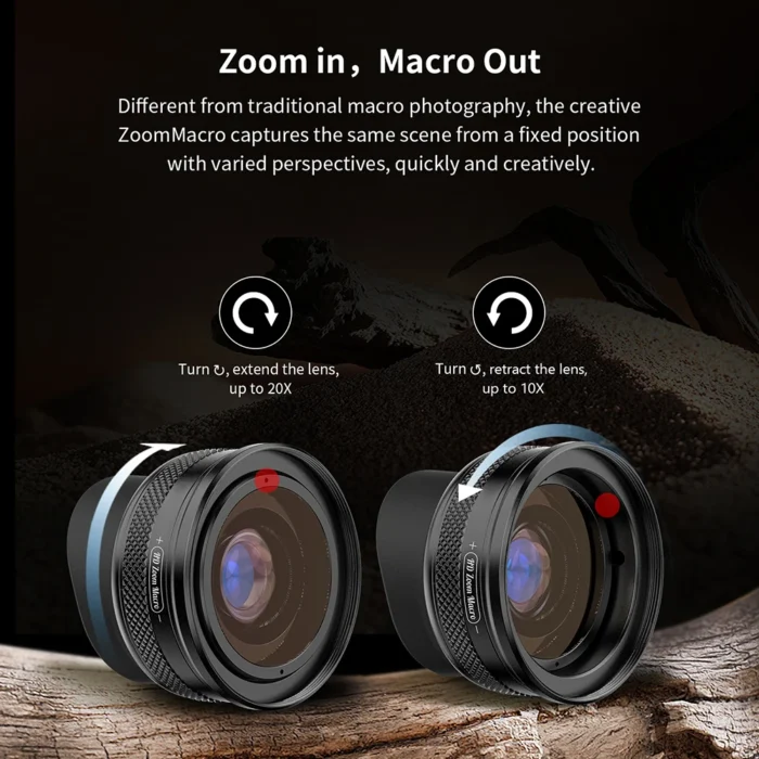 APEXEL 10-20X Zoom Macro Lens HD Micro Phone Camera Lenses Support Eye Macro Photography - Image 4