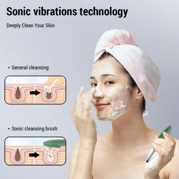 Electric Facial Cleansing Brush silicone IPX7 Waterproof Facial Cleansing Brush Face Exfoliato Vibration Massager Deep Cleansing - Image 5