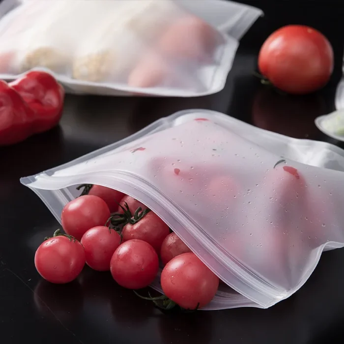 Silicone Food Storage Bag Containers Fresh Bag Reusable Stand Up Zip Shut Bag - Image 2
