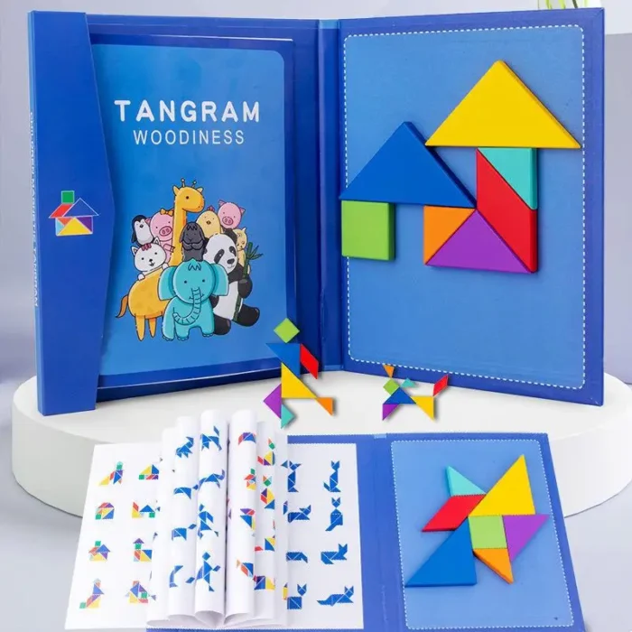 Wooden Jigsaw Magnetic Tangram Puzzle Book Educational Toys - Shopplier