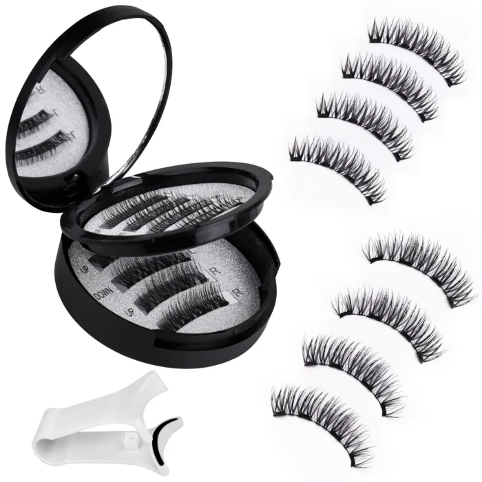 Double Layer Magnetic Suction False Eyelashes 2 Pairs, 5D Glue Free Thick Eyelashes, One Whole Piece - Image 5