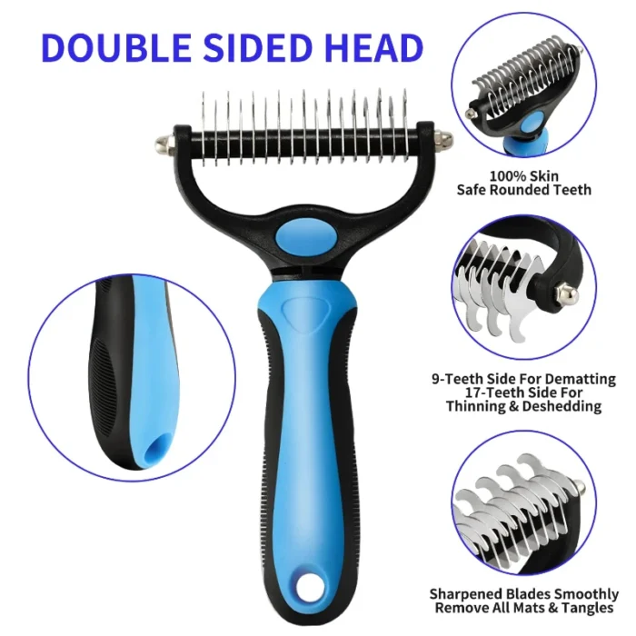 Pet Deshedding Brush Cat Comb Self Cleaning Hair Remover Grooming Tool for Dog and Cats - Image 5