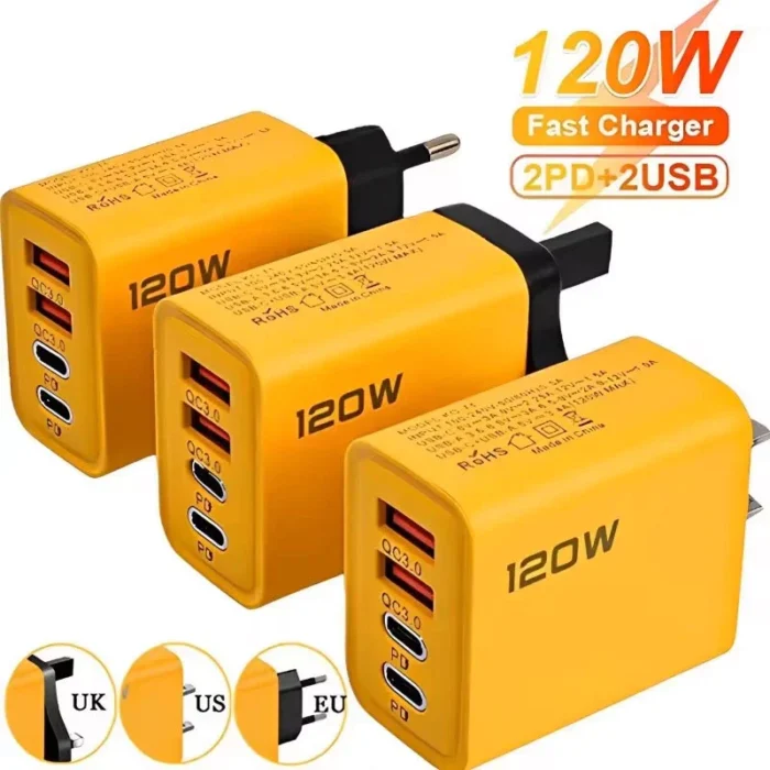 4 Ports USB C PD Charger Quick Charge 3.0 Type C USB Phone Chargers Fast Charging Adapter