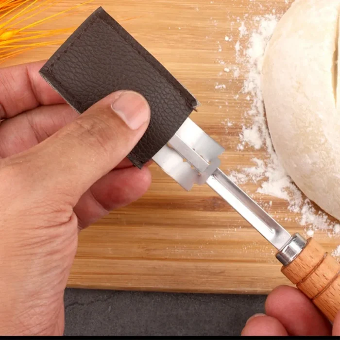 Dough Bread Pastry Cutter with 5 Blades Toast Curved Baguette Bread Knife Wooden Handle Bakers Baking Accessory Pastry Spatulas - Image 6