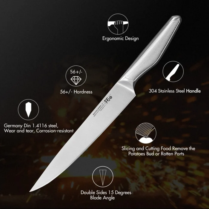 TURWHO 9 Inch Slicing Knife German 1.4116 Steel Profesional Kitchen Chef Knives - Image 5