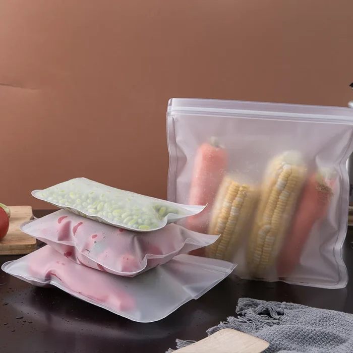 Silicone Food Storage Bag Containers Fresh Bag Reusable Stand Up Zip Shut Bag - Image 4