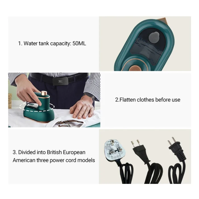 Mini Garment Steamer Steam Iron Handheld Portable Home Travelling For Clothes Ironing Wet Dry Ironing Machine - Image 5