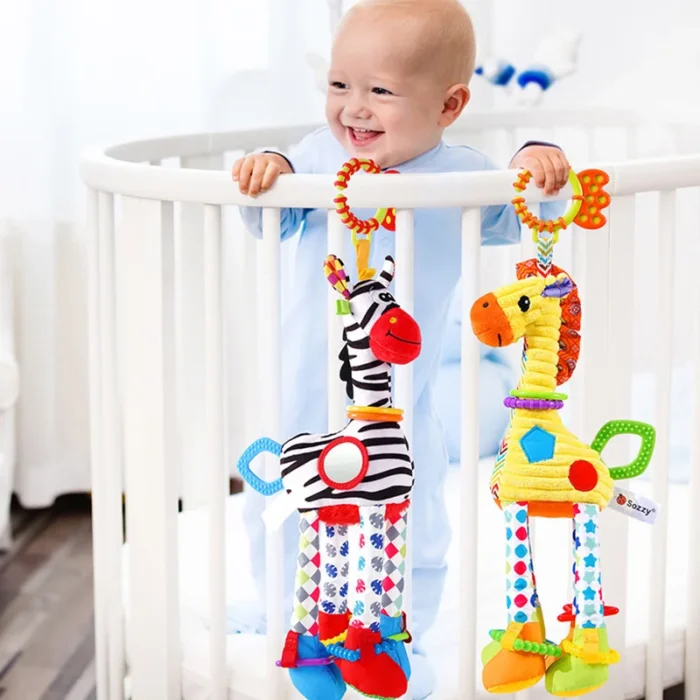 Soft Giraffe Zebra Animal Handbells Rattles Plush Infant Baby Development Handle Toys - Image 4