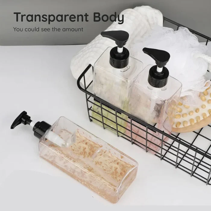 3PCS 500ml Square Soap Dispenser Waterproof Labels Refillable Empty Bottle Hand Soap - Image 2