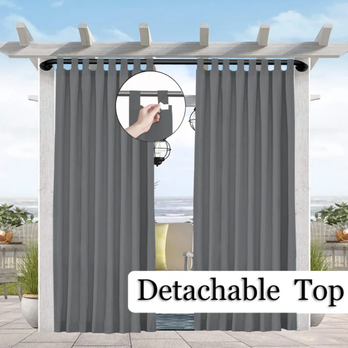 1PC Sun-Blocking & Waterproof Curtain - Easy-Hang Tab Top for PatioPergola & Gazebo Decor