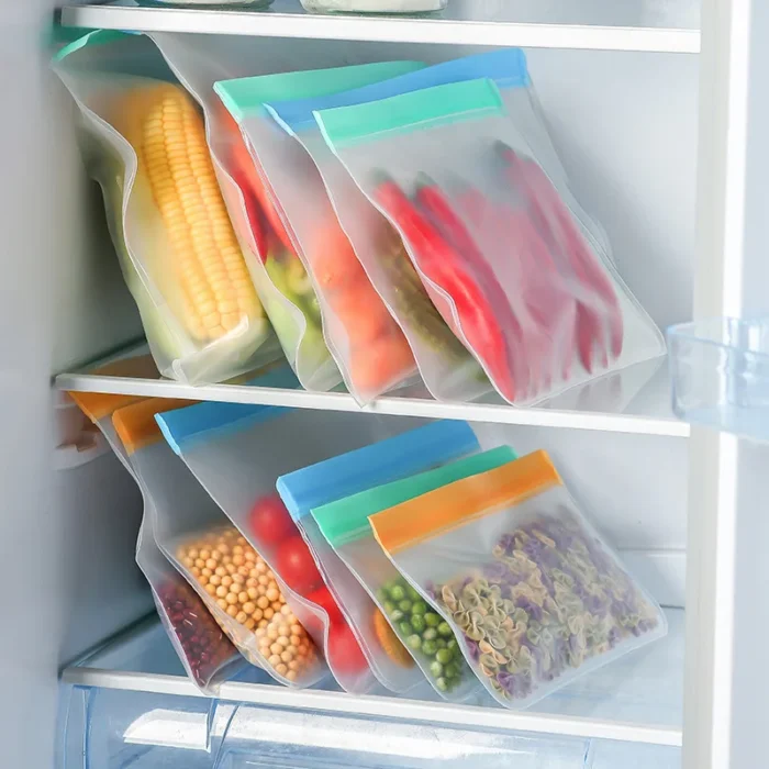 10pcs Silicone Food Storage Containers Leakproof Containers Reusable Stand Up Zip Shut Bag