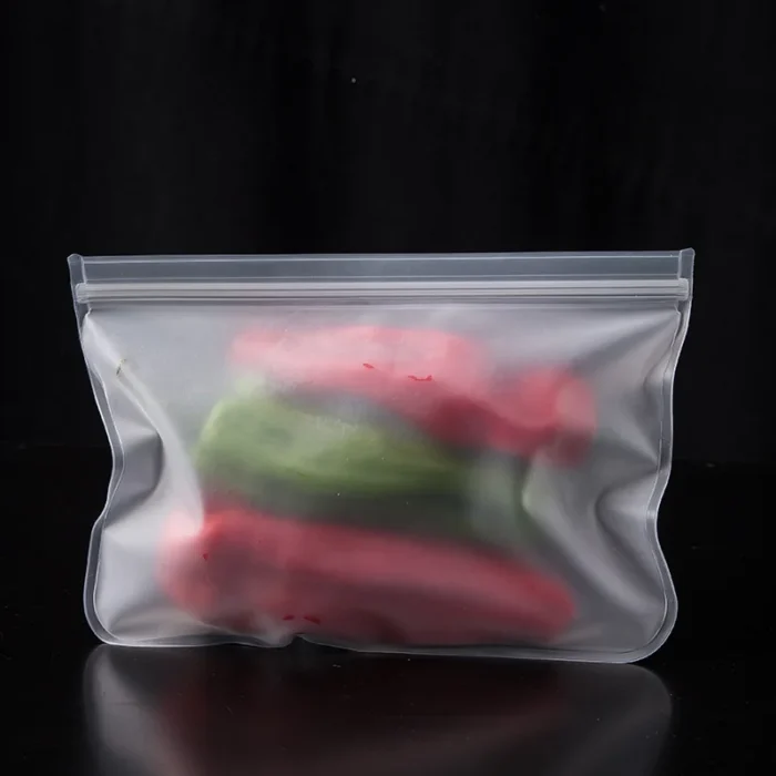 Silicone Food Storage Bag Containers Fresh Bag Reusable Stand Up Zip Shut Bag - Image 5