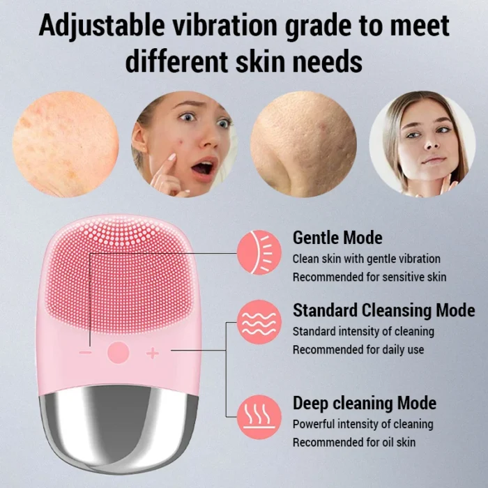 Electric Facial Cleansing Brush silicone IPX7 Waterproof Facial Cleansing Brush Face Exfoliato Vibration Massager Deep Cleansing - Image 3