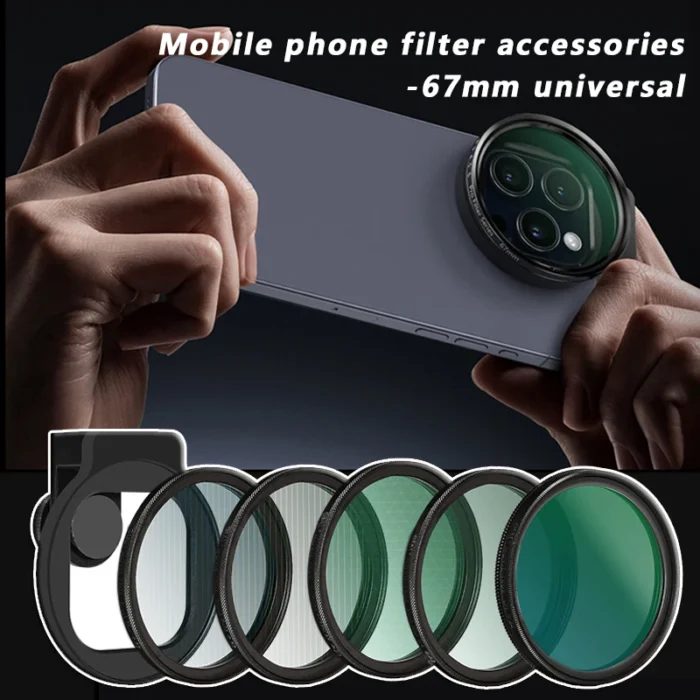 67mm Metal Phone Filter kit Cold Shoe Mount Lens Starlight Black Mist VND CPL