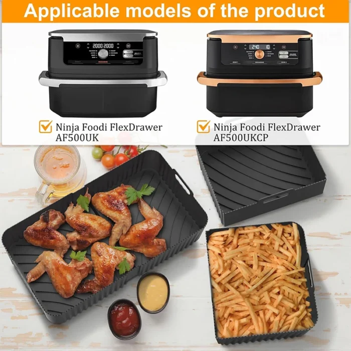 Silicone Air Fryer Basket Liners for Ninja Foodi AF500EU Non-stick 10.4L/5.2 L Oven Baking Mold Air Fryer Containers Accessories - Image 2