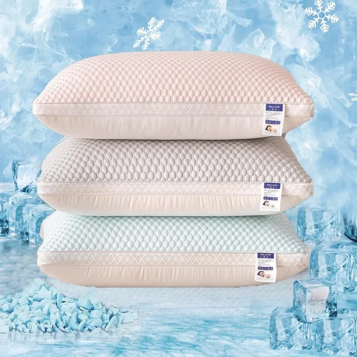 1PC Summer Cooling Ice Silk Pillow Breathable Mesh Edges 3D Ergonomic Cervical Support Pillow Core