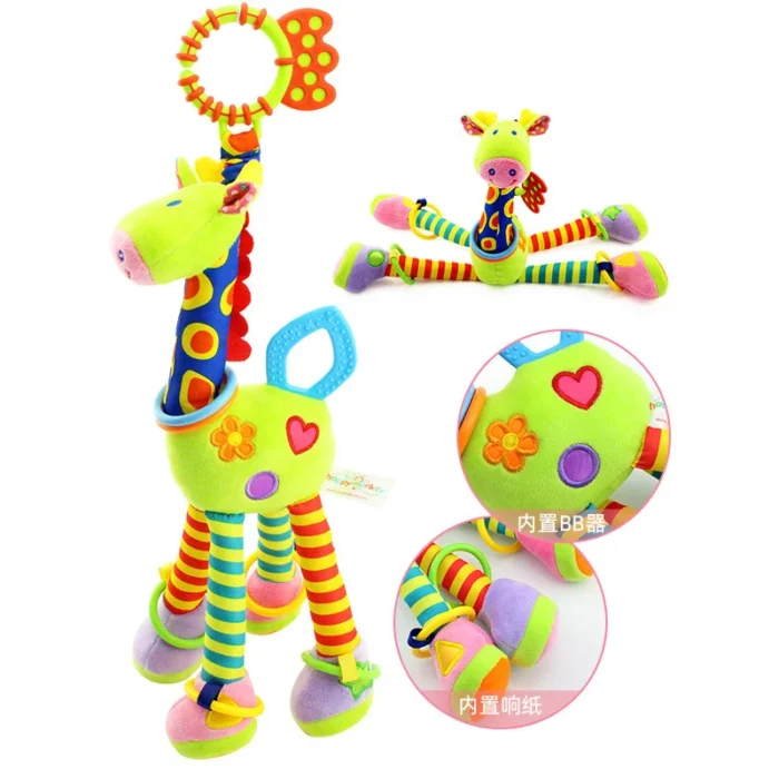 Soft Giraffe Animal Handbills Rattles Plush Infant Toddler Car Bed Hanging Toy - Image 4