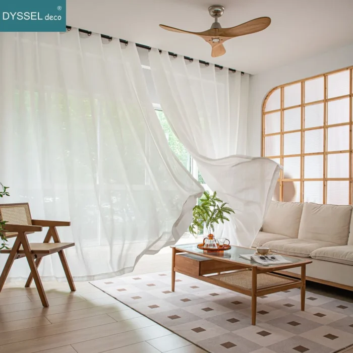 Modern Decorative Linen Solid Home Linen White Sheer European Style Window Curtains Rod Pocket Grommet - Image 6