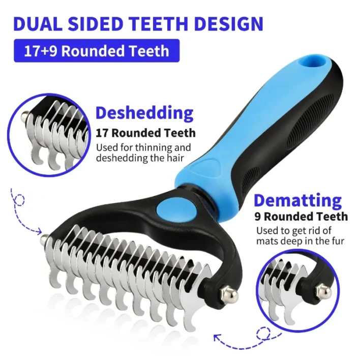 Pet Deshedding Brush Cat Comb Self Cleaning Hair Remover Grooming Tool for Dog and Cats - Image 4